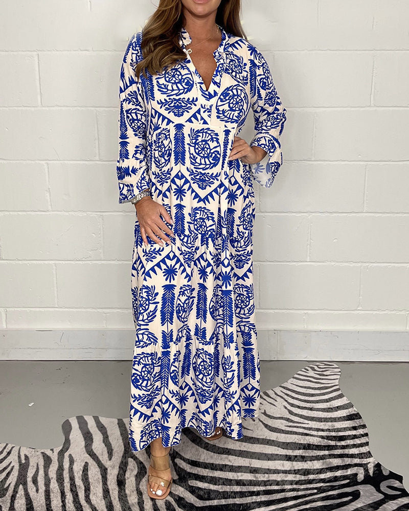 Alice Ruiz™ Sukienka boho z dekoltem i nadrukiem