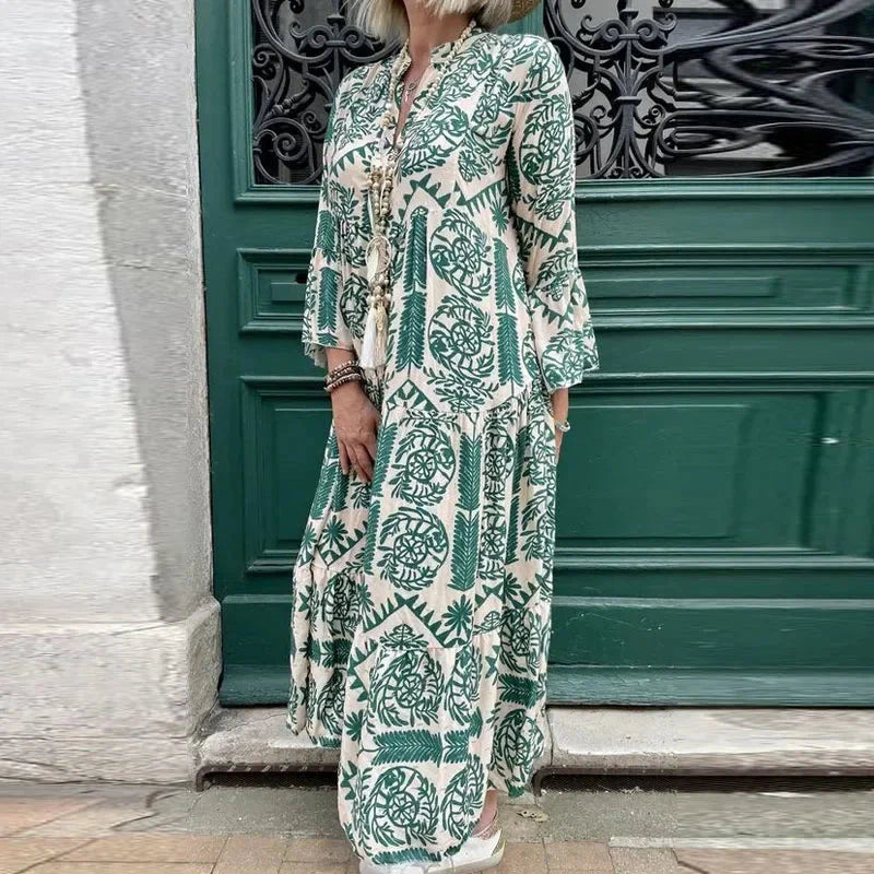 Alice Ruiz™ Sukienka boho z dekoltem i nadrukiem