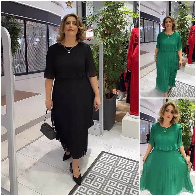 Amanda Hogan™ Elegancka sukienka z półrękawkiem i okrągłym dekoltem