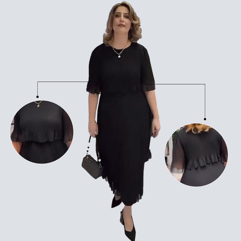 Amanda Hogan™ Elegancka sukienka z półrękawkiem i okrągłym dekoltem