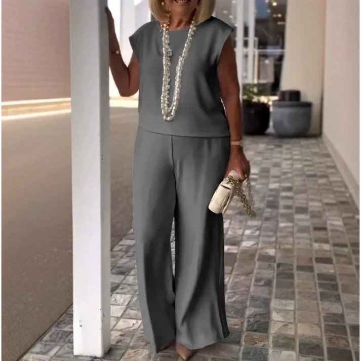 Appia Miceli™ – Damski komplet: bluzka bez rękawów i spodnie