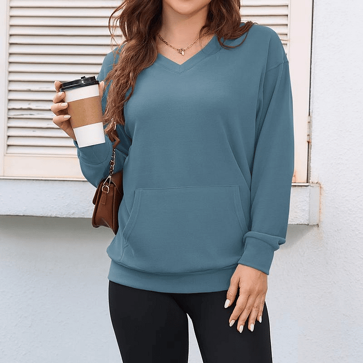Assunta Mollo™ Wygodna bluza z kieszenią kangurek
