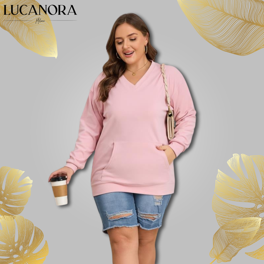 Assunta Mollo™ Wygodna bluza z kieszenią kangurek