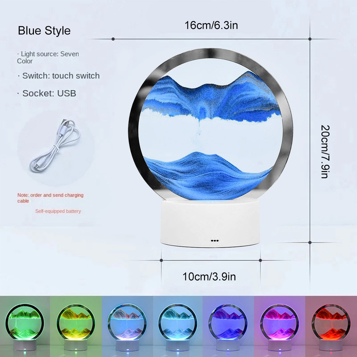 AtmoScape™ Kolorowa lampa LED z klepsydrą Art Frame
