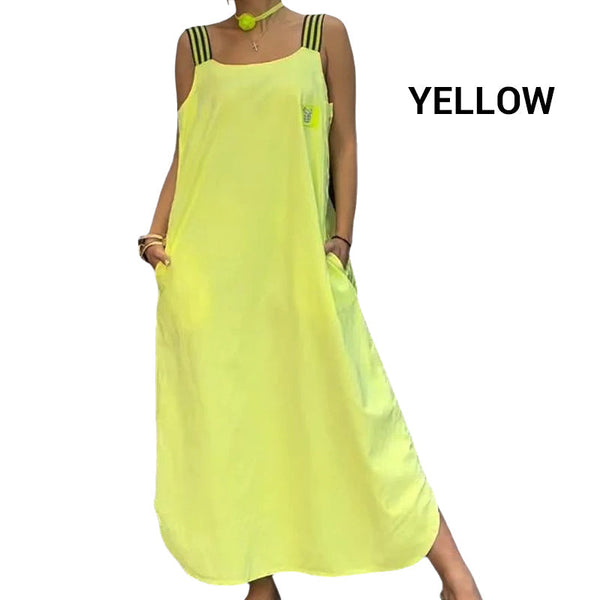 Ave Prada™ Sukienka maxi z szerokimi ramiączkami i kieszeniami