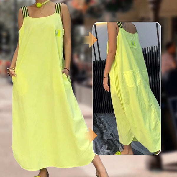 Ave Prada™ Sukienka maxi z szerokimi ramiączkami i kieszeniami
