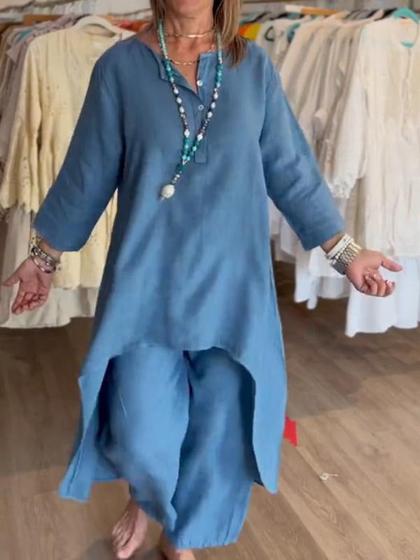 Chita Ortego™ Oversizowy 2-częściowy swobodny komplet z długimi rękawami