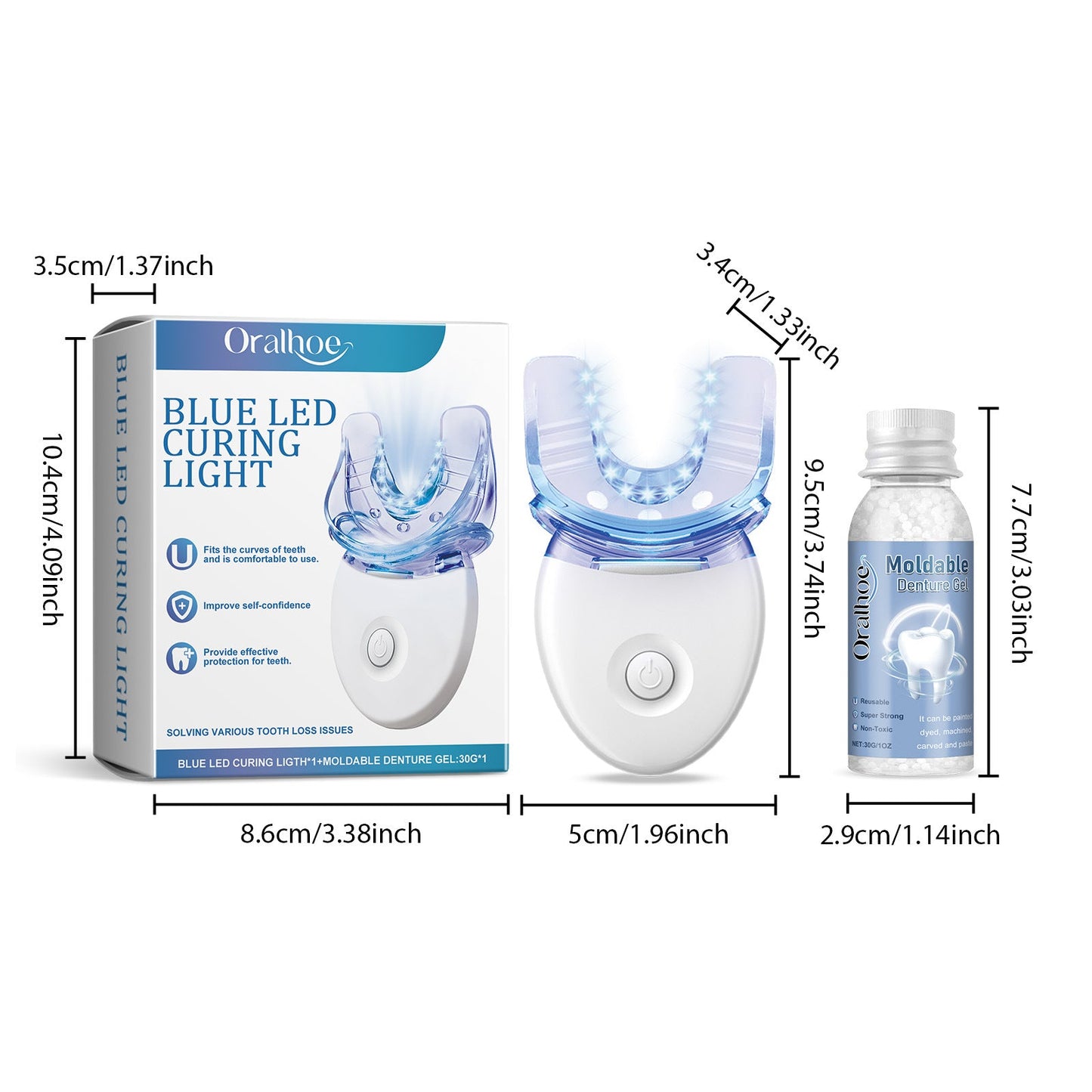 DentBlue™ Lampa utwardzająca światłem niebieskim i materiał do naprawy zębów