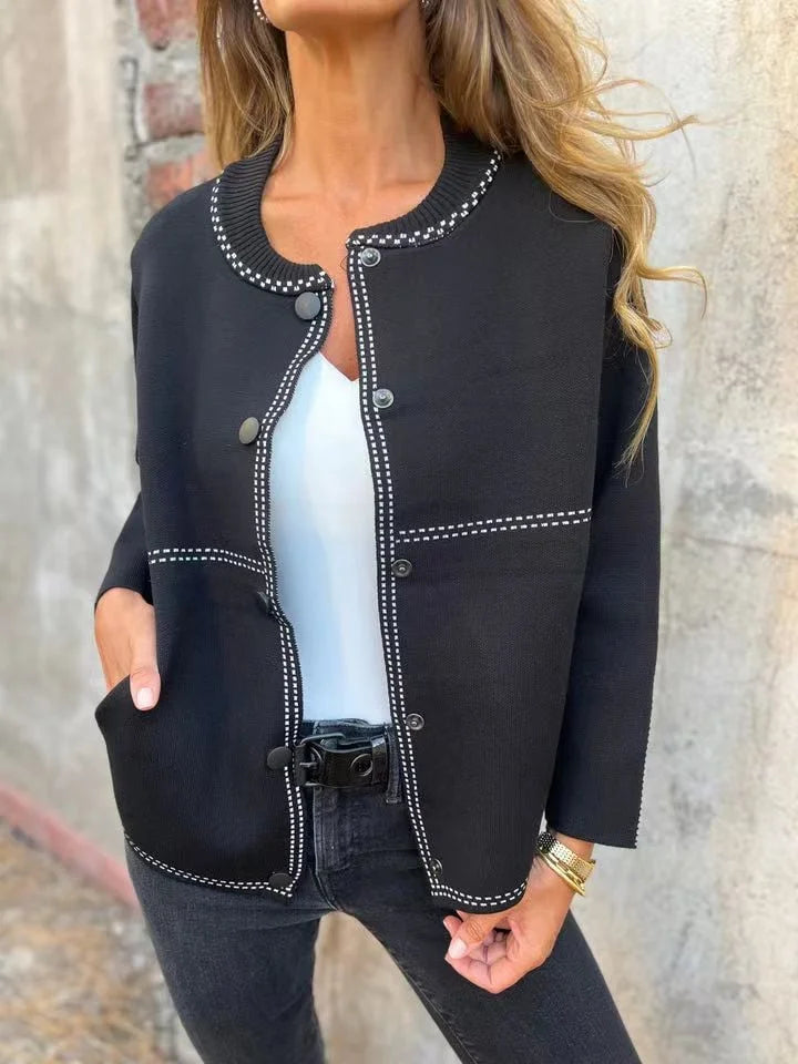 Elvira Torrisi™ Klasyczny dzianinowy kardigan typu bomber