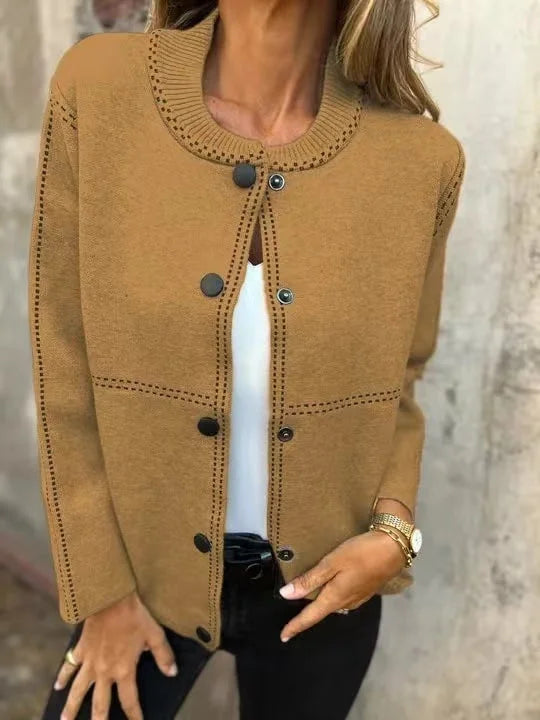 Elvira Torrisi™ Klasyczny dzianinowy kardigan typu bomber