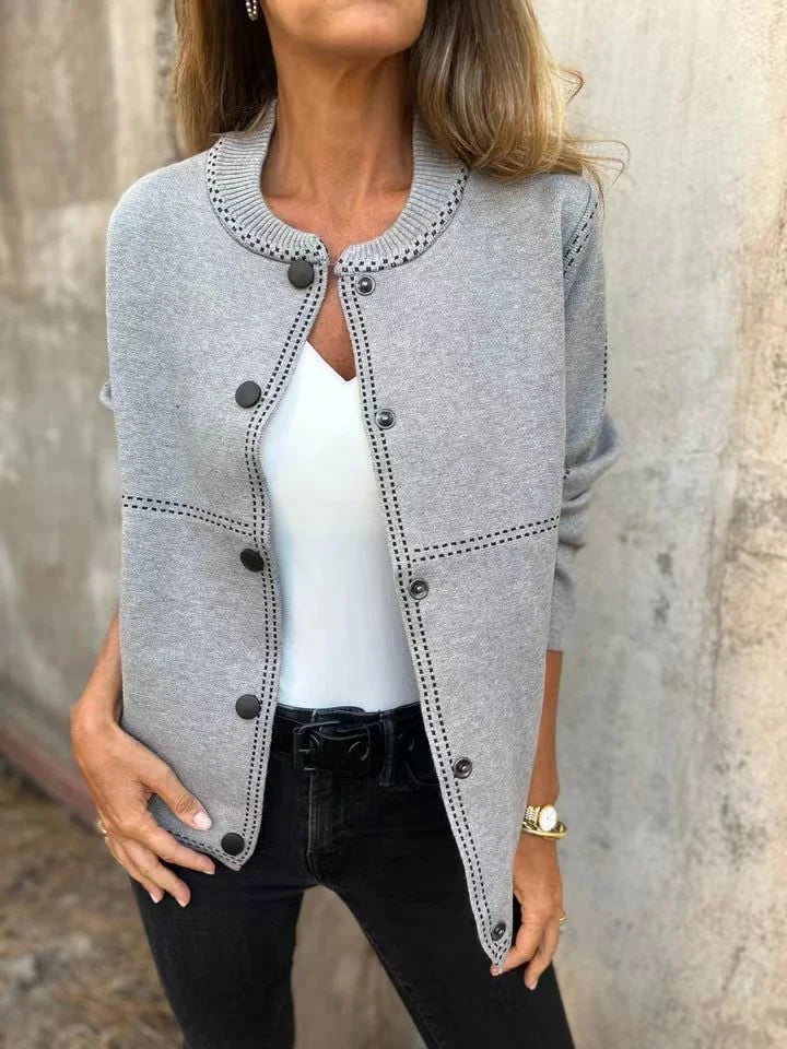 Elvira Torrisi™ Klasyczny dzianinowy kardigan typu bomber
