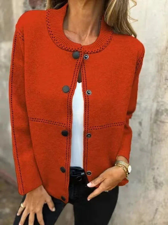 Elvira Torrisi™ Klasyczny dzianinowy kardigan typu bomber