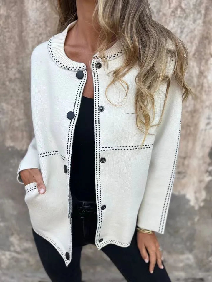 Elvira Torrisi™ Klasyczny dzianinowy kardigan typu bomber