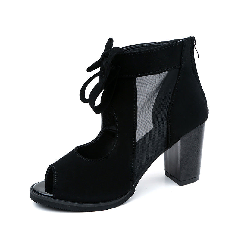 Fabiana Brandi™ Buty damskie z odkrytymi palcami i kokardką na obcasie