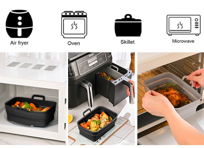 FlexiFry™️ Składana silikonowa blacha do pieczenia i smażenia Air Fryer