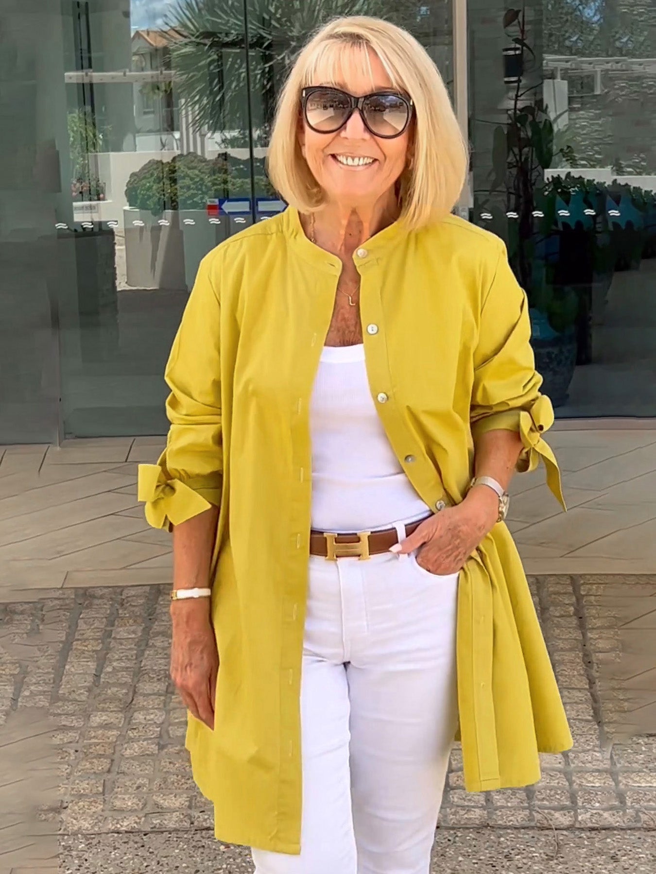 Flora Di Mascio™ Modna długa koszula-marynarka dla kobiet