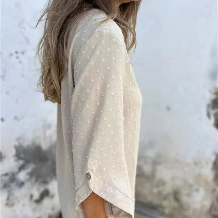 Gaia™ Damski casualowy żakardowy top z okrągłym dekoltem