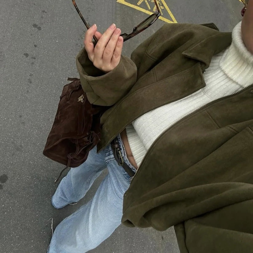 Galatea Martone™ Kurtka Oversized o zamszowym wykończeniu