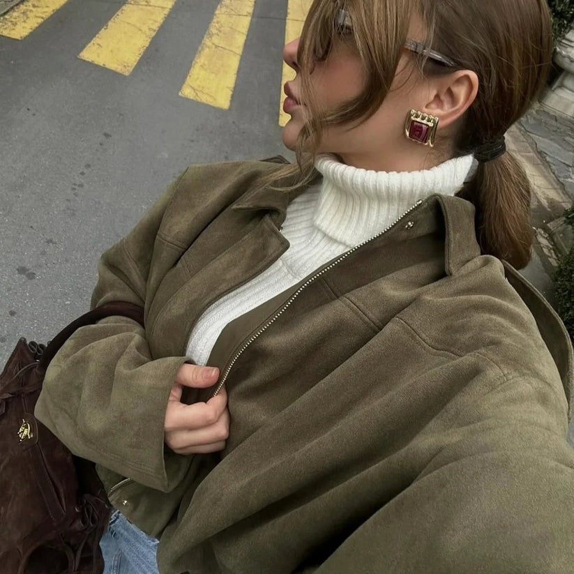 Galatea Martone™ Kurtka Oversized o zamszowym wykończeniu