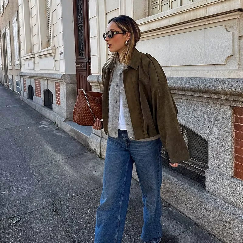 Galatea Martone™ Kurtka Oversized o zamszowym wykończeniu