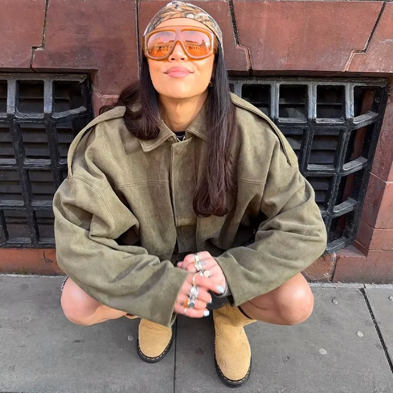 Galatea Martone™ Kurtka Oversized o zamszowym wykończeniu