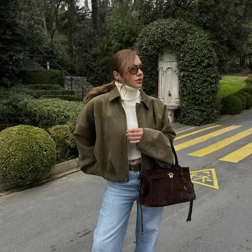 Galatea Martone™ Kurtka Oversized o zamszowym wykończeniu