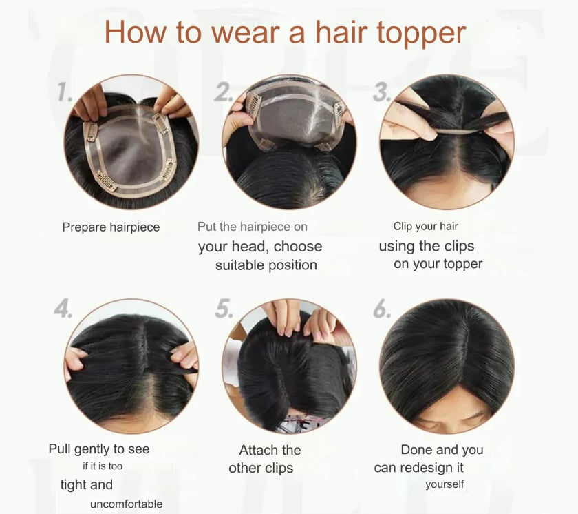 GlamTop™ Damski tupet clip-in z krótkimi włosami i grzywką