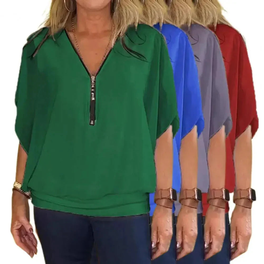 Kaylee™ Casualowy top z zamkiem błyskawicznym do połowy