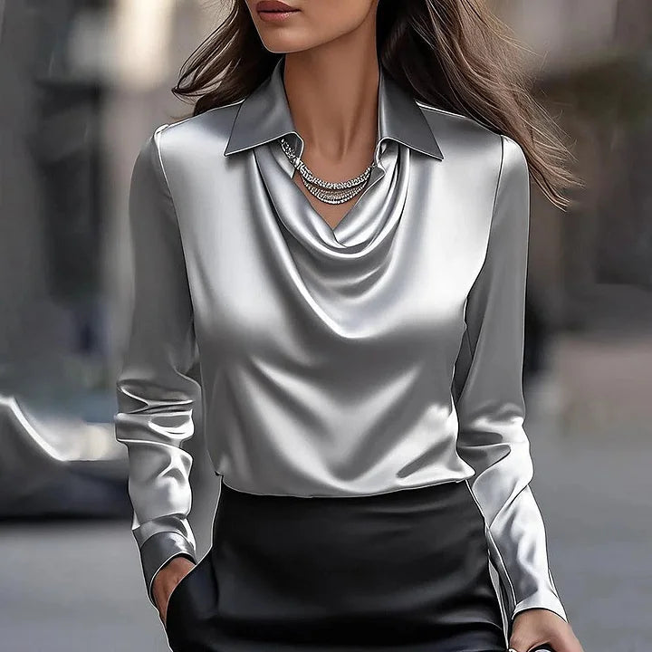 Linda Ceglia™ Elegancka bluzka z długim rękawem