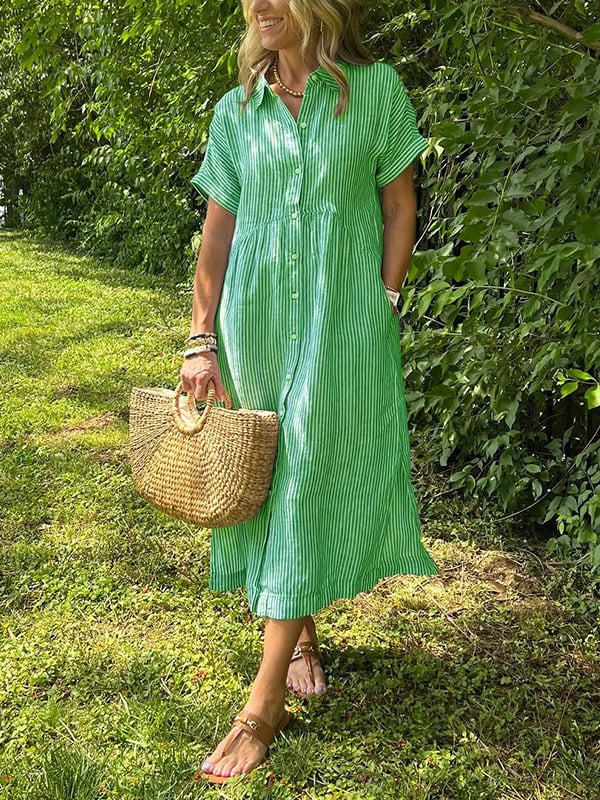 Mirella Minerva™ Sukienka w paski zapinana na guziki