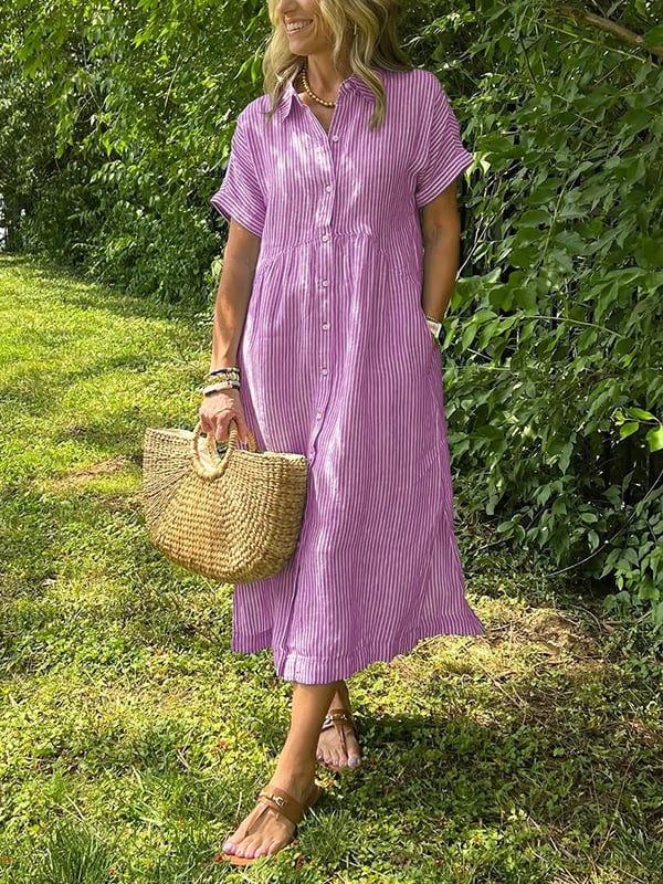 Mirella Minerva™ Sukienka w paski zapinana na guziki