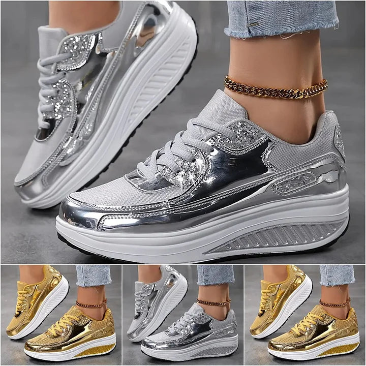 Nadia Pini™ Damskie sneakersy na platformie z połyskiem
