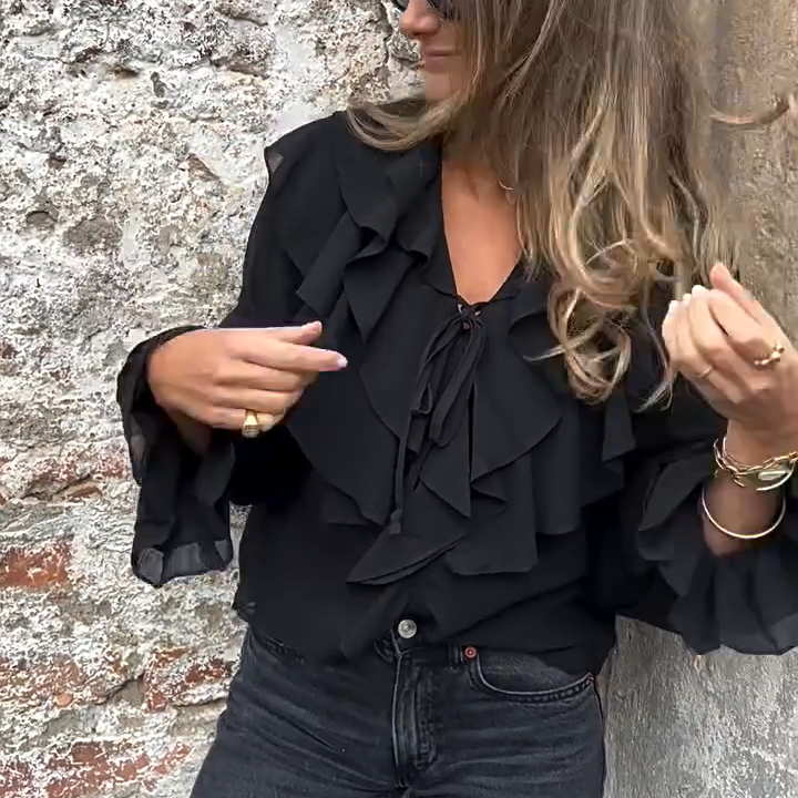 Ottilia Renzo™ Elegancka bluzka z falbanką