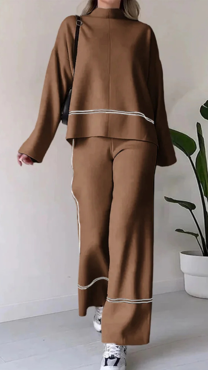 Rosalba Messano™ Elegancki jesienny komplet damski z półgolfem