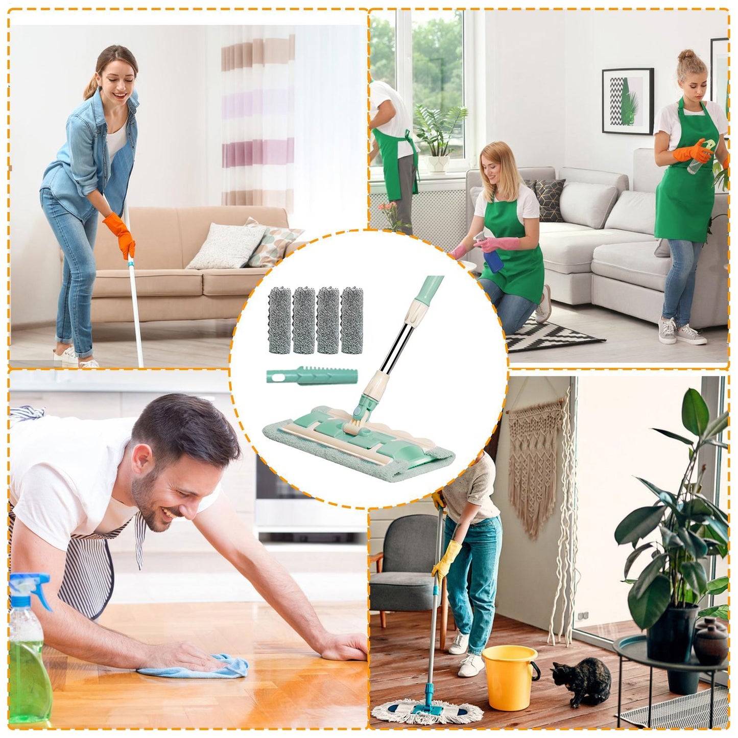 SmartWipe™ Mop płaski z wielorazowymi nakładkami (do prania)