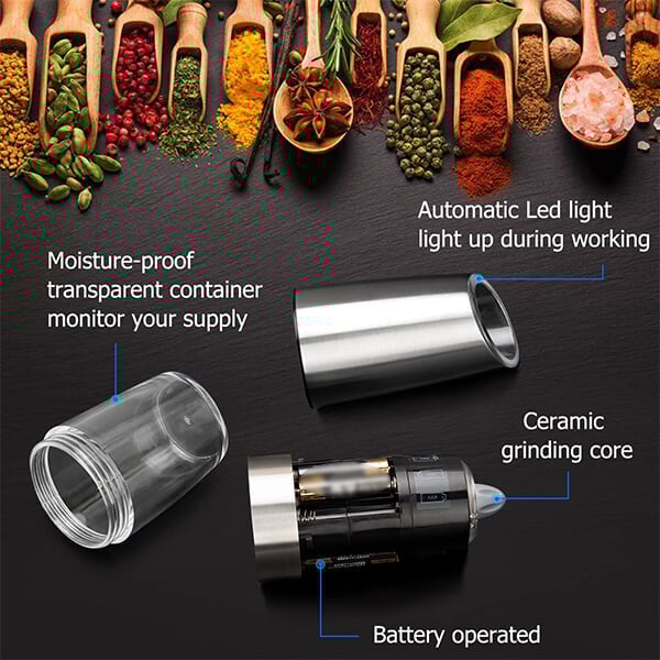 SpiceSage™ Automatyczne młynki do soli i pieprzu