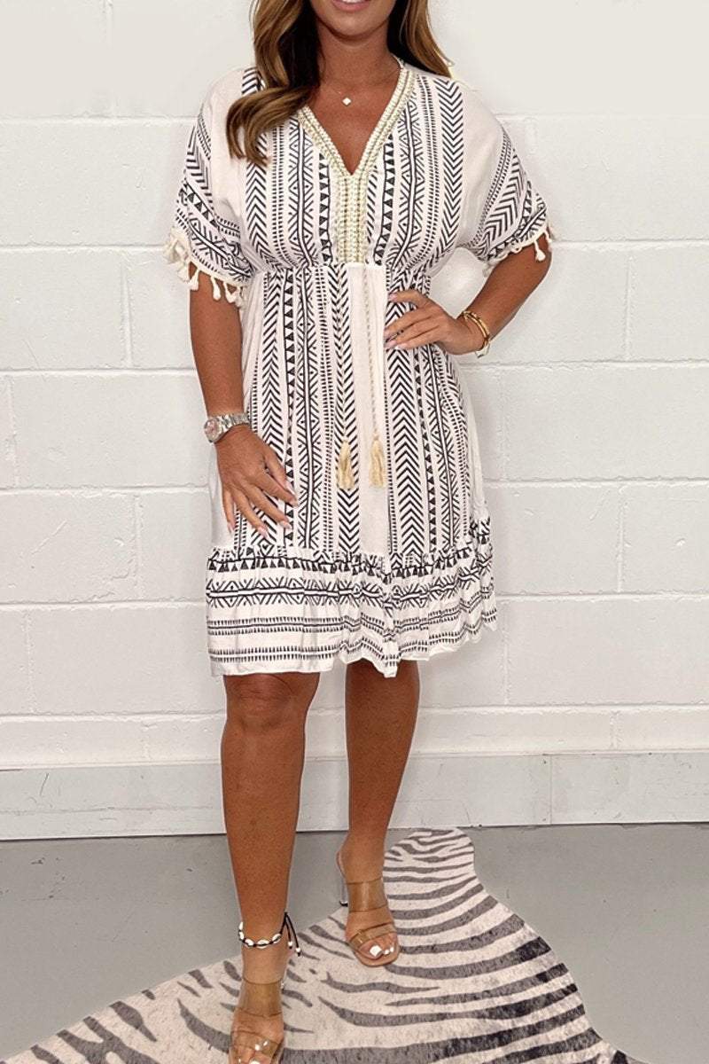 Tammy™ Sukienka boho z dekoltem w szpic