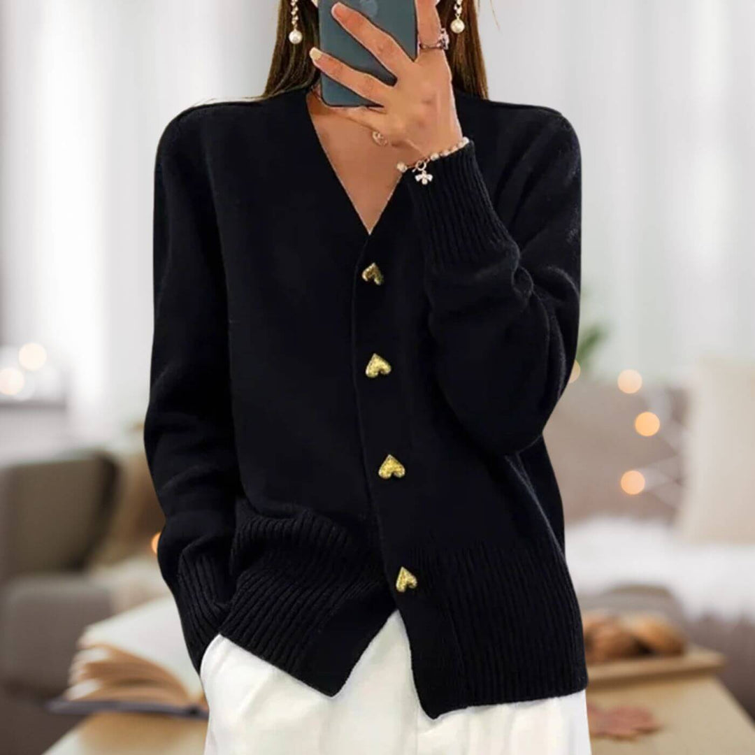 Uliva Pretti™ Elegancki kardigan z guzikami w kształcie serca