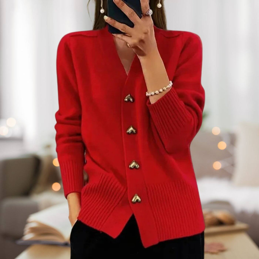 Uliva Pretti™ Elegancki kardigan z guzikami w kształcie serca
