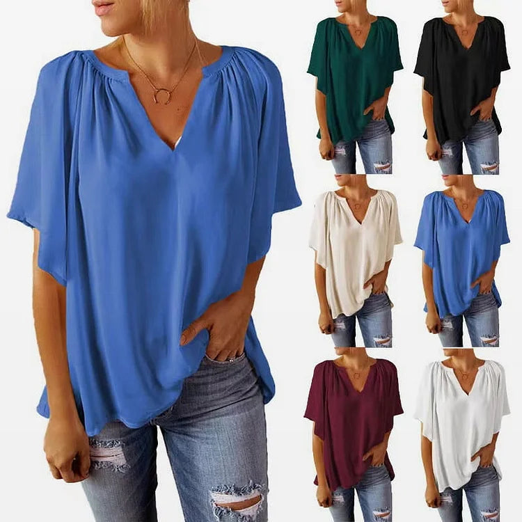 Vanessa Capelli™ Damski top letni z rękawami typu nietoperz