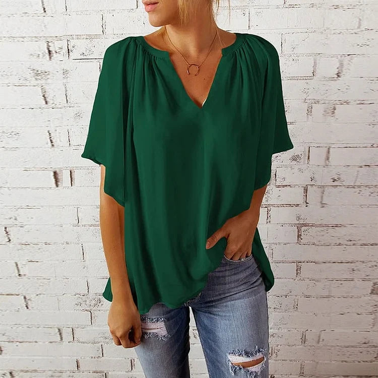 Vanessa Capelli™ Damski top letni z rękawami typu nietoperz