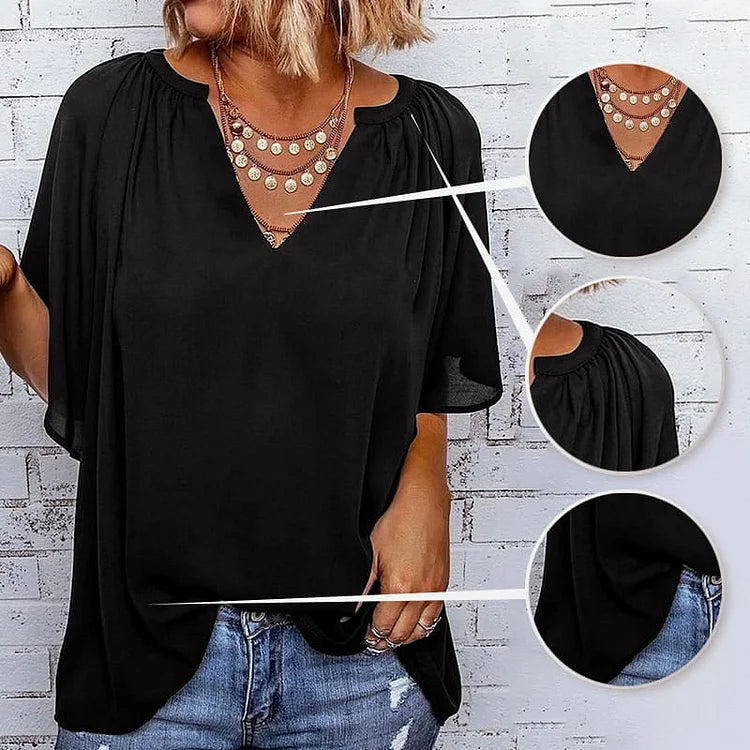 Vanessa Capelli™ Damski top letni z rękawami typu nietoperz