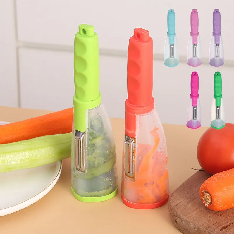 Veggie Pro™ Skrobak kuchenny ze stali nierdzewnej z pojemnikiem do przechowywania