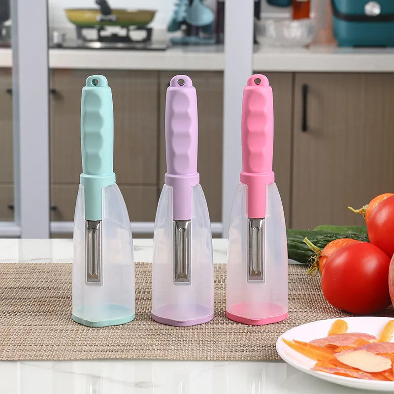 Veggie Pro™ Skrobak kuchenny ze stali nierdzewnej z pojemnikiem do przechowywania
