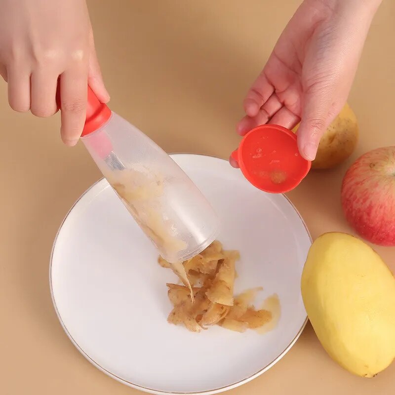 Veggie Pro™ Skrobak kuchenny ze stali nierdzewnej z pojemnikiem do przechowywania