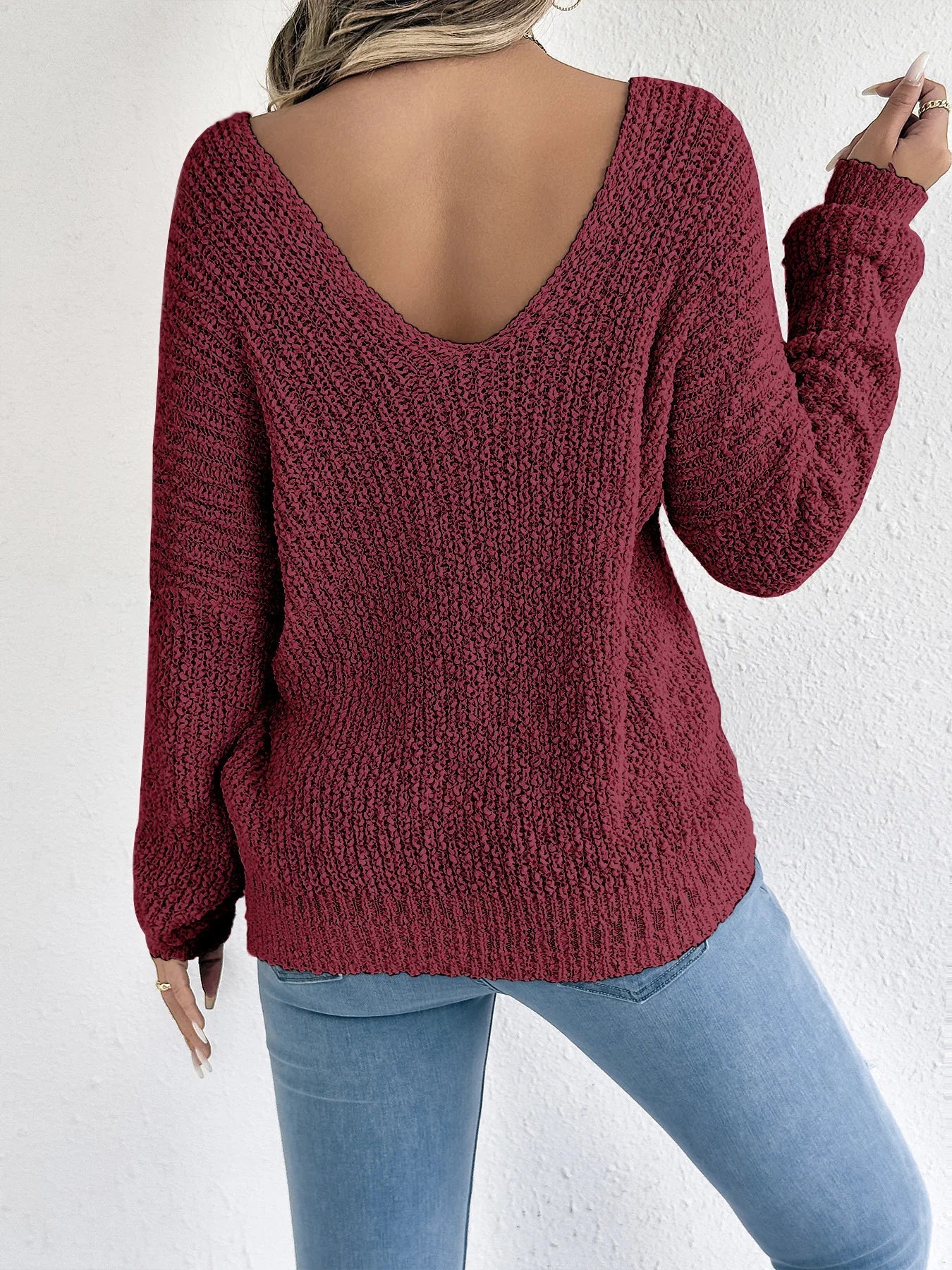 Adelasia Capraro™ Damski lekki sweter opadający na jedno ramię