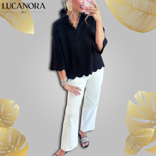 Anita Marotta™ Elegancka bluzka z falowanym dołem