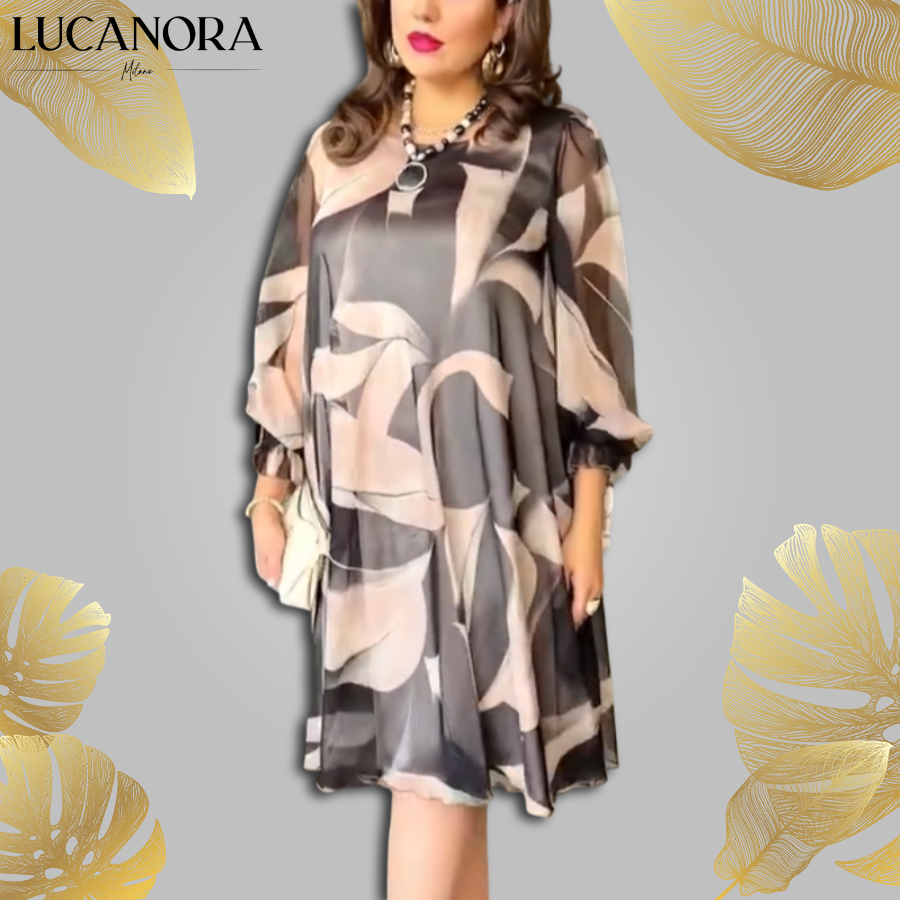 Apollina Caponi™ Elegancka obszerna sukienka z szyfonu dla pełniejszych sylwetek