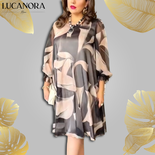 Apollina Caponi™ Elegancka obszerna sukienka z szyfonu dla pełniejszych sylwetek