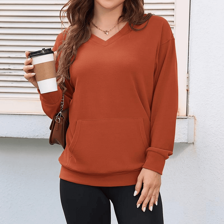 Assunta Mollo™ Wygodna bluza z kieszenią kangurek